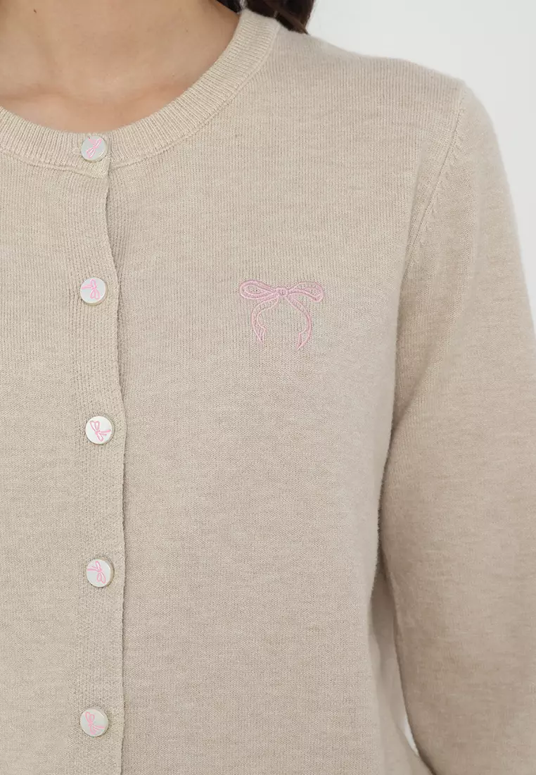 Ribbon Button Soft Knit Cardigan