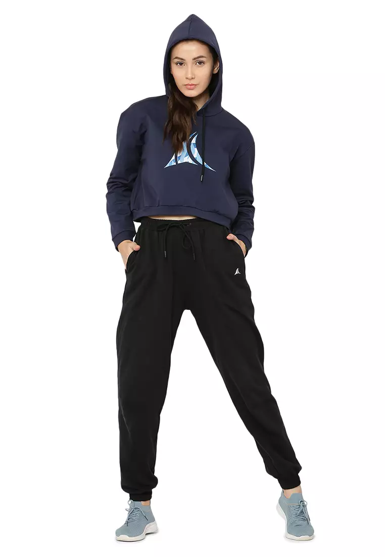Olahraga/Pelatihan Wanita Hoodie Crop Biru