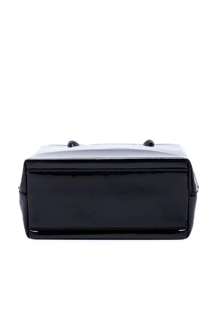 Pre-Loved Balenciaga Patent Logo Shopping Tote Xxs