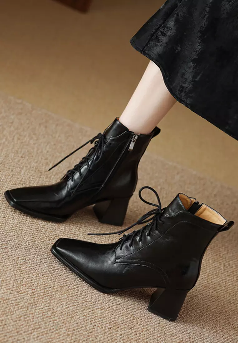 VANSA Stylish Sheep Leather Lace Up Martin Boots VSW-B-C49