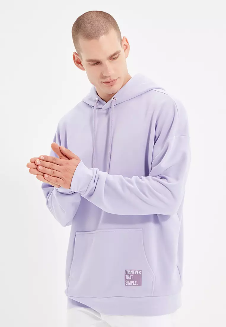 Basic Oversize Hooded Sweatshirt with Patched Label