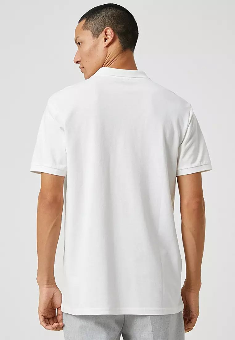 White short sleeve polo button down on sale