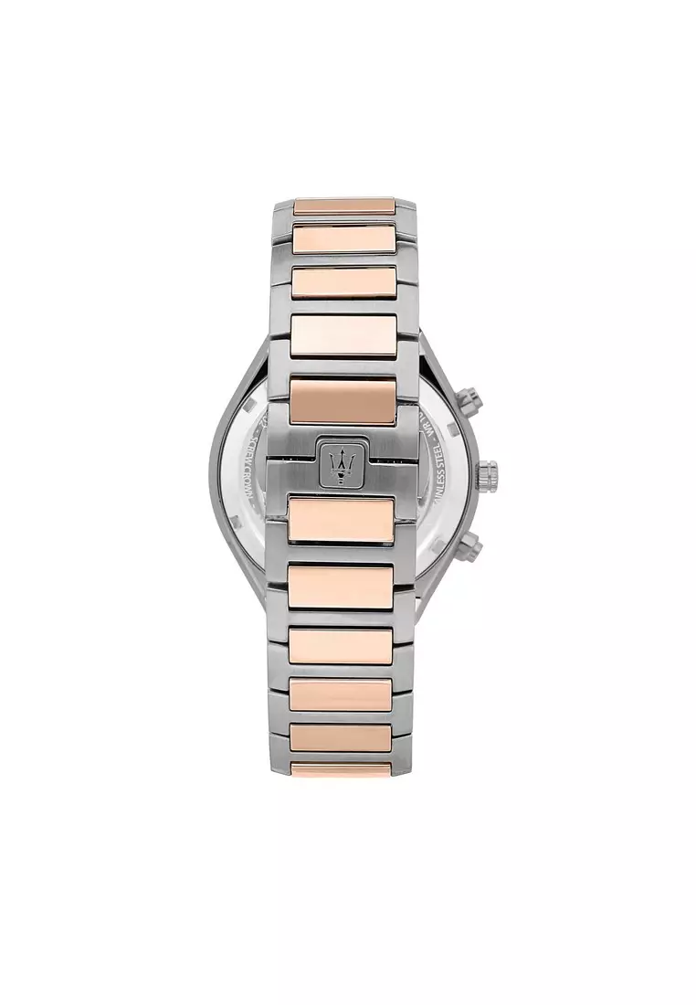 【2 Years Warranty】Maserati Stile 45mm Blue Sunray Dial Men's Chronograph Quartz Watch R8873642002 With Luminous Dial Hands