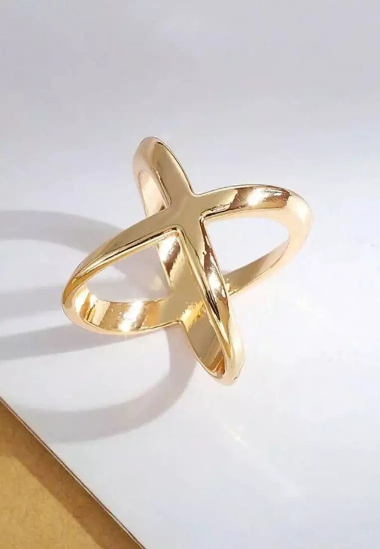 Women's Accessories X Shaped Scarf Ring Buckle  Bros Wanita Gold