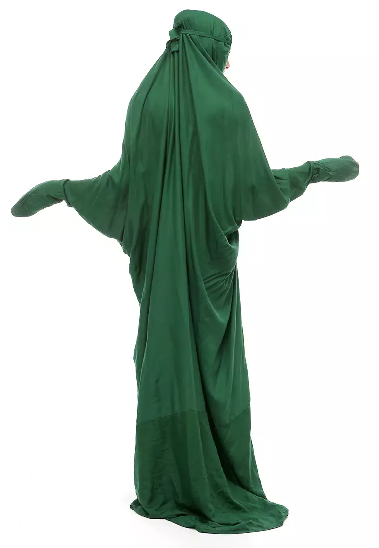 Karina Mukena Terusan Simple Muslimah Wanita Motif Polos Relaxed Fit - Hijau Botol