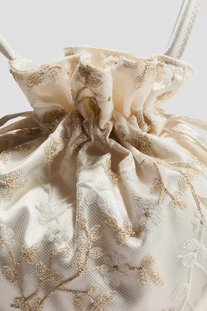 Embroidered drawstring bag