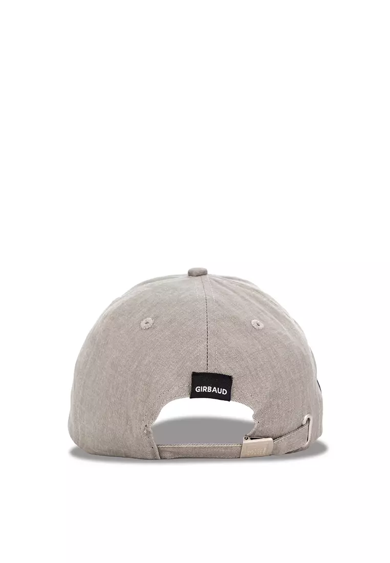 Men's Woven Label Logo Baseball Cap Top Dye Grey