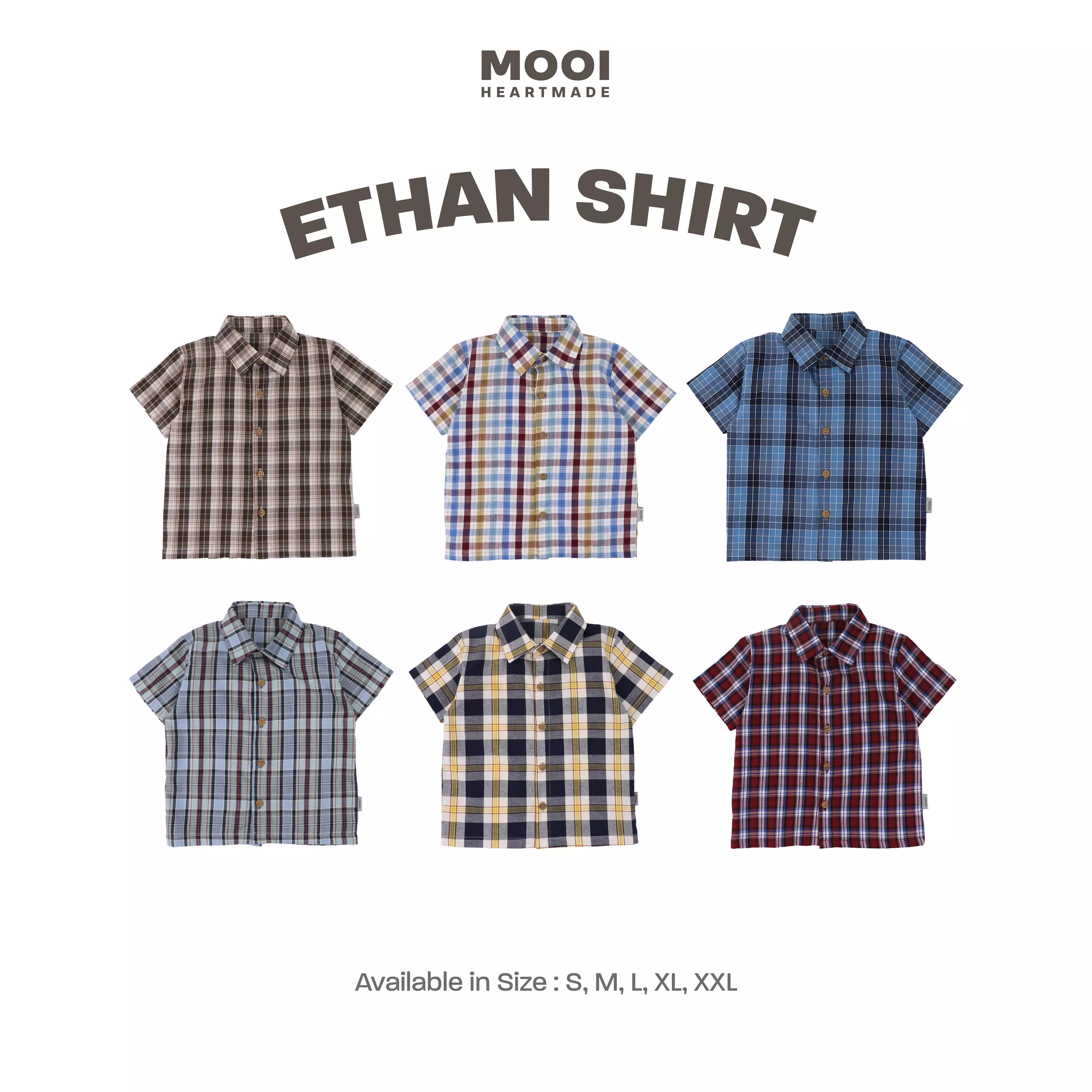 Mooi Kemeja Anak Laki-laki Kemeja Katun Motif Ethan Shirt - Dark Maroon