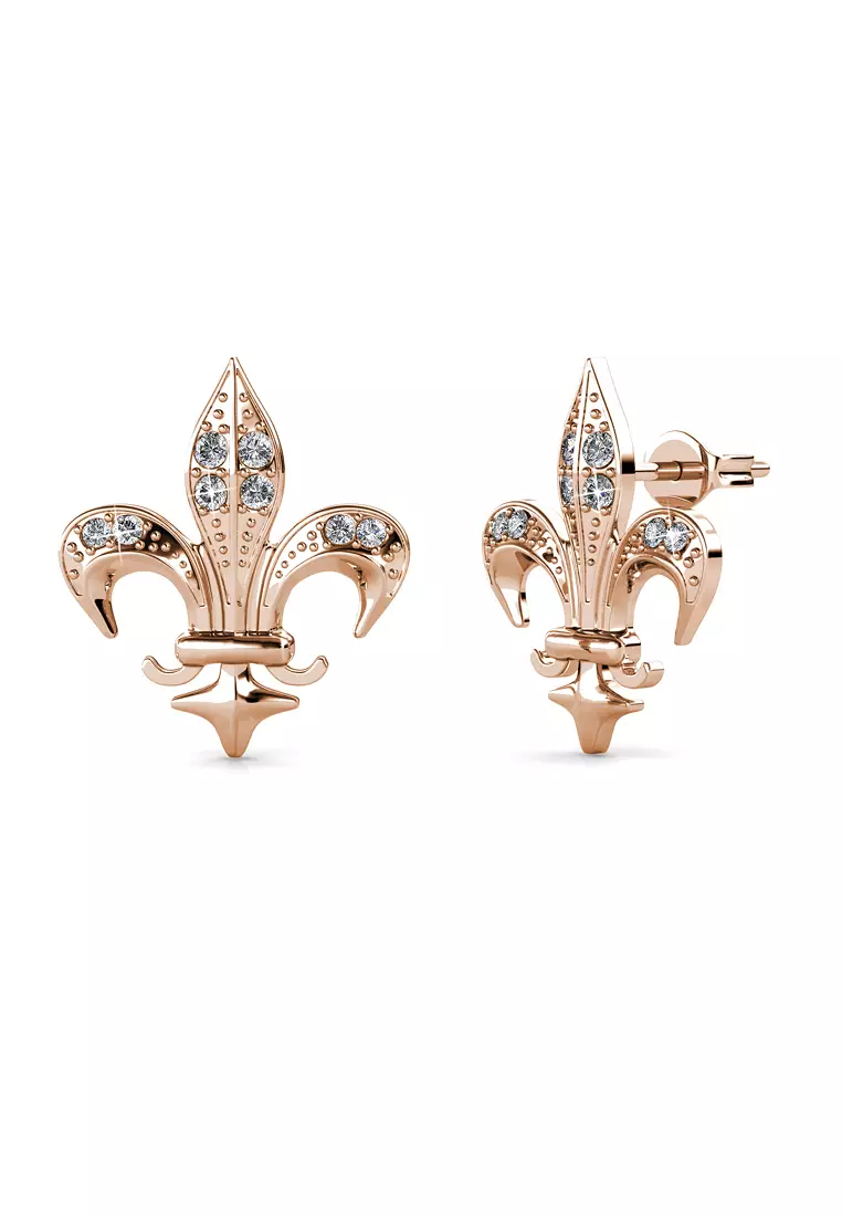 Her Jewellery Medieval Earrings Rose Gold Luxury Crystal Embellishments plated with 18K Gold