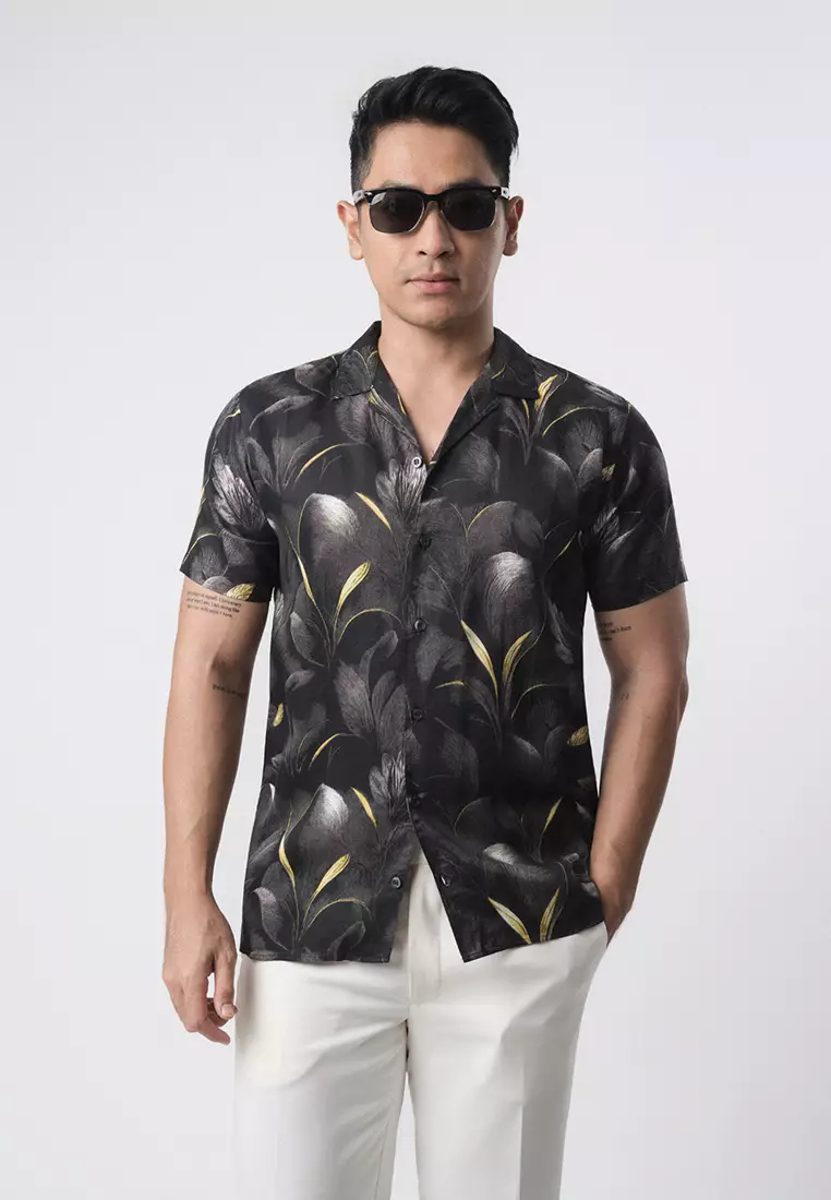 Black Magnolia Hawai Printing Shirt SS
