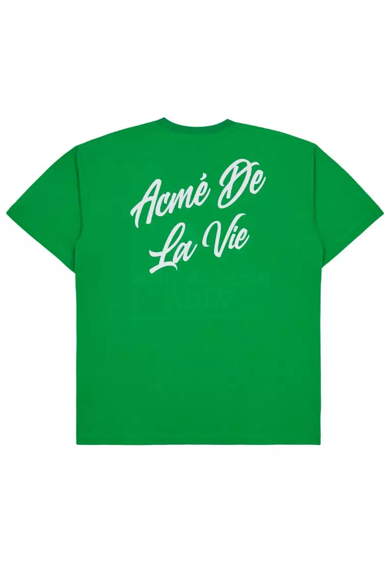 Script Logo Printing Short Sleeve T-Shirt Green