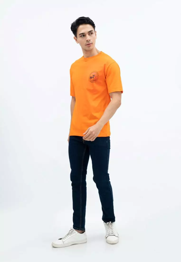 Houseofcuff T-shirt Kaos Motif Surfing Pendek Jingga Size S-4XL