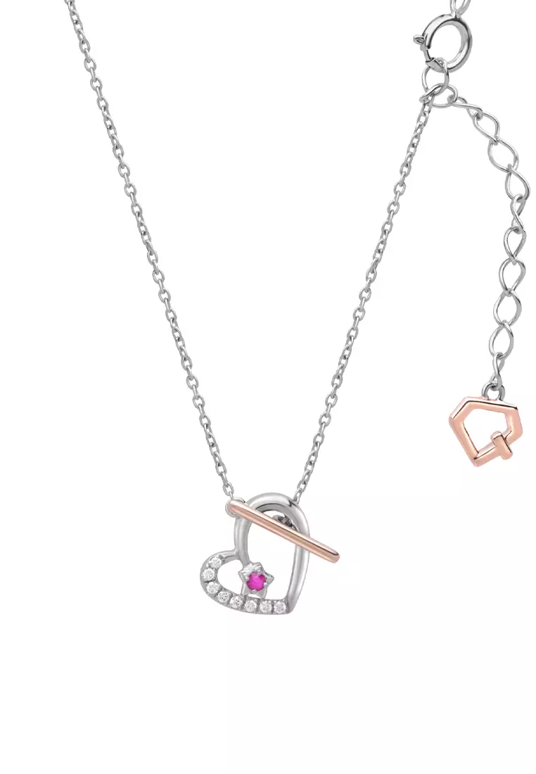 TOMEI Love Joins Us Together Ruby Necklace, White Gold 585