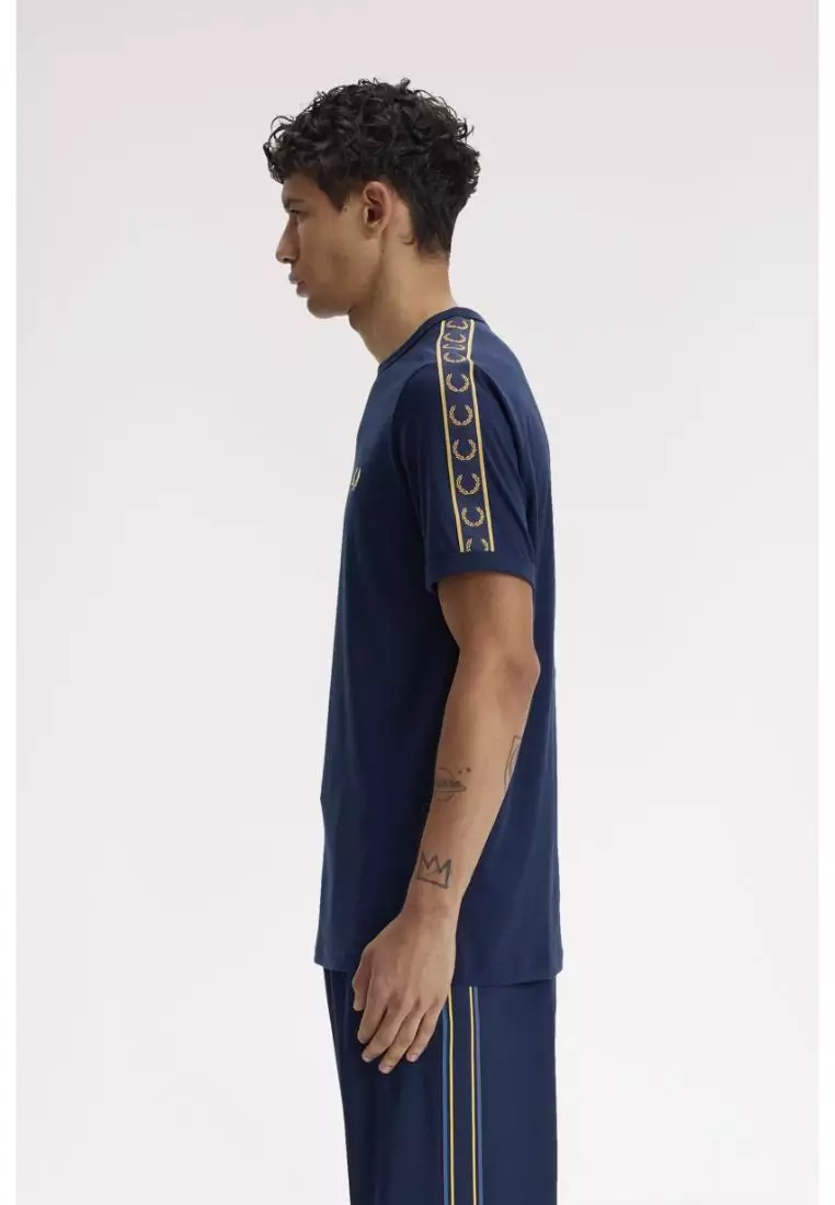 Fred Perry M4613 Contrast Tape Ringer T-Shirt (Tennis Blue / Champagne)