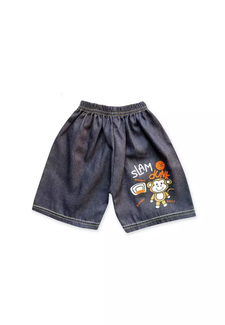 Skabe Pakaian Bayi Anak Laki Laki Baju Atasan Oblong Lengan Pendek Monkey Setelan Celana Jeans Warna Tua All Size Untuk Usia 6 Bulan Hingga 12 Bulan 3016