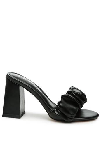 London Rag black One Strap Mid-Block Heeled Sandals in Black D26E8SHE605F99GS_1
