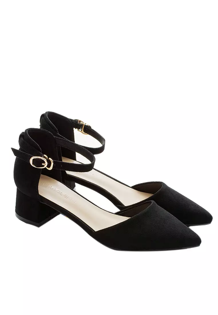 Medium heel black shoes store