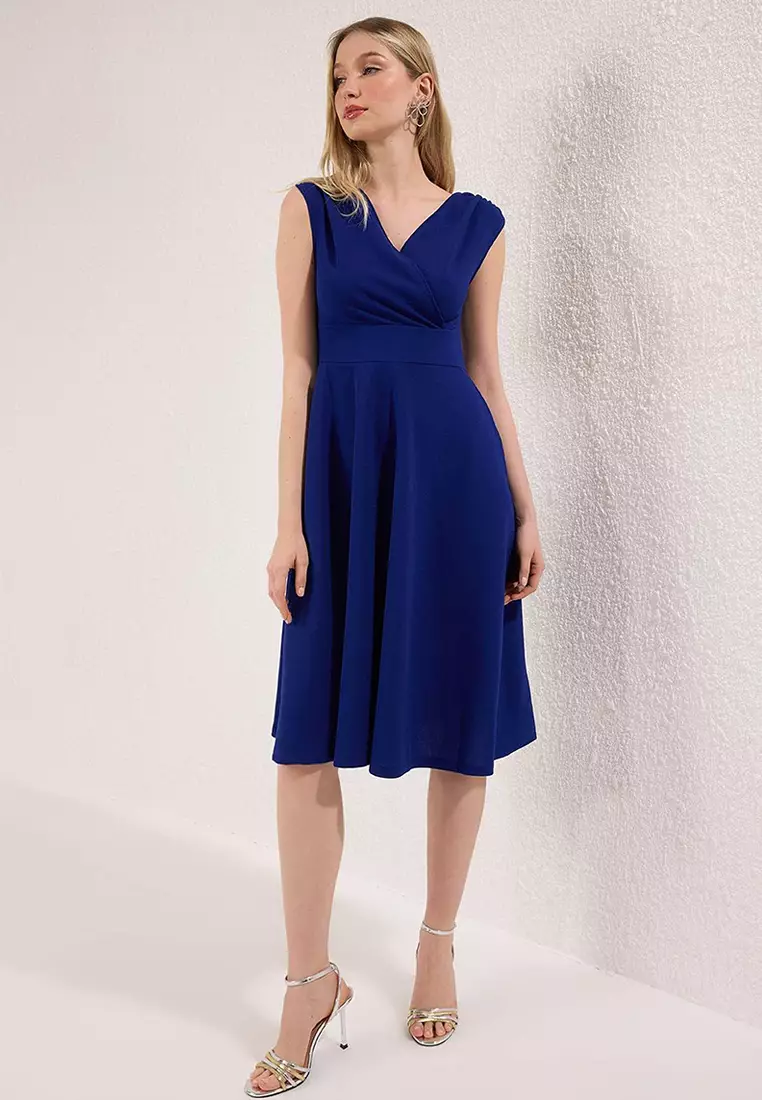 Saks A-Line Woven Midi Evening Dress Night Graduation Dress Tpraw25El00183