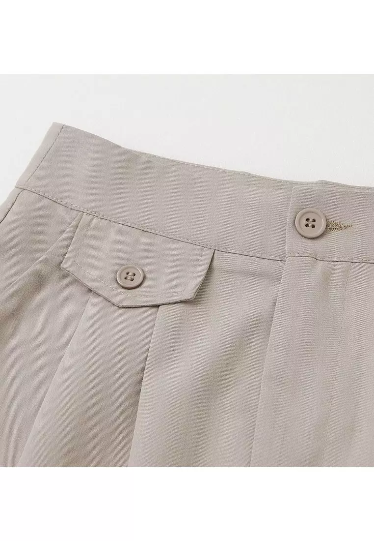 造型口袋打褶直筒西裝褲《BA6851》