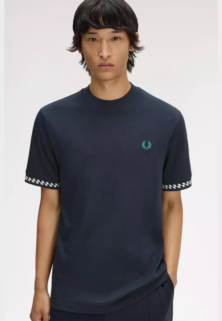 Fred Perry M2477 Jacquard Cuff T-Shirt (Navy)
