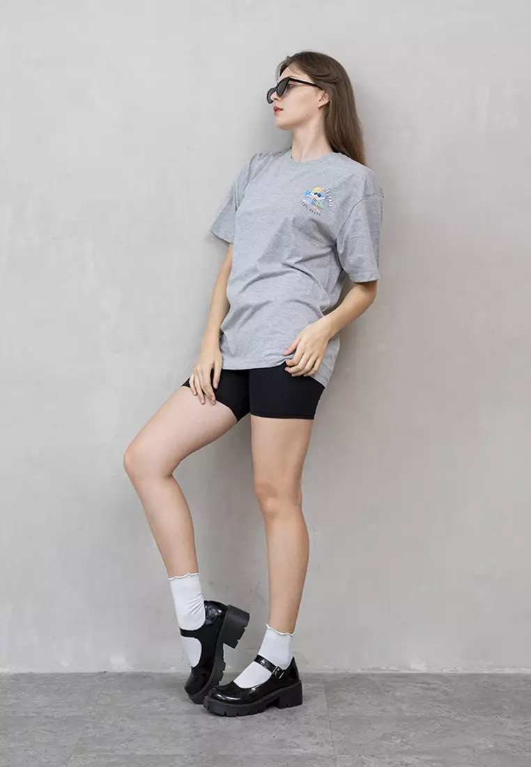 Kaos Abu t shirt polos wanita houseofcuff motif California