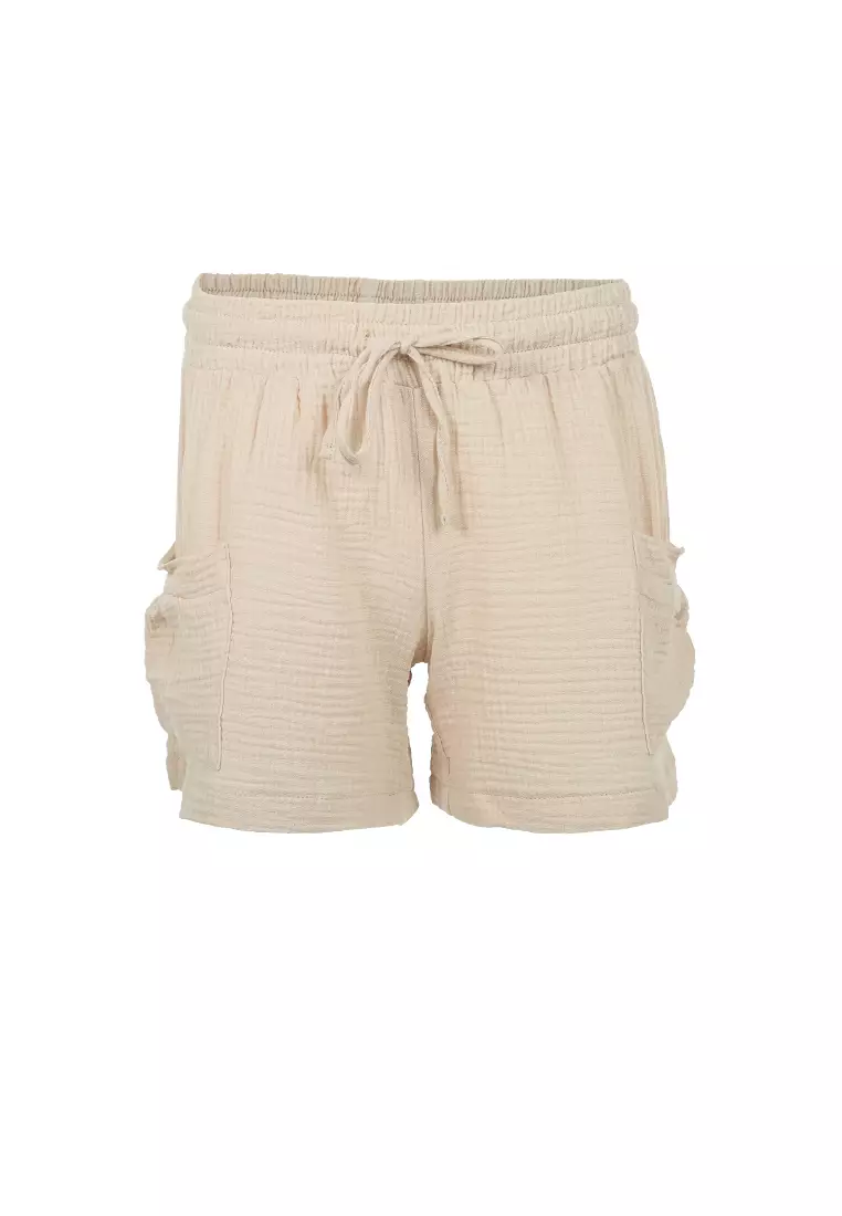 Celana Pendek Serut Musim Panas Dingin Latte