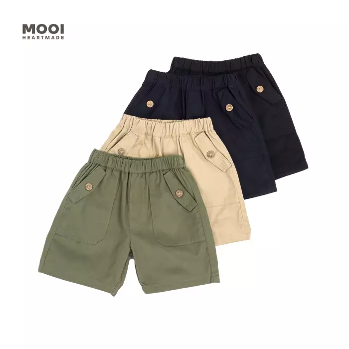 Mooi Celana Pendek Chinos Cargo Anak Alexi Pocket Short Cargo Chinos - Army Green