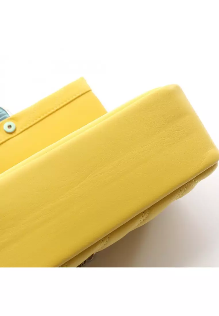 Pre-Loved Bvlgari serpenti cabochon chain shoulder bag leather yellow