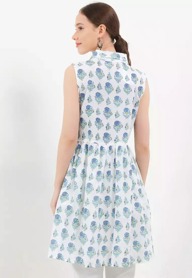 Chanira Aries Dress-White Blue