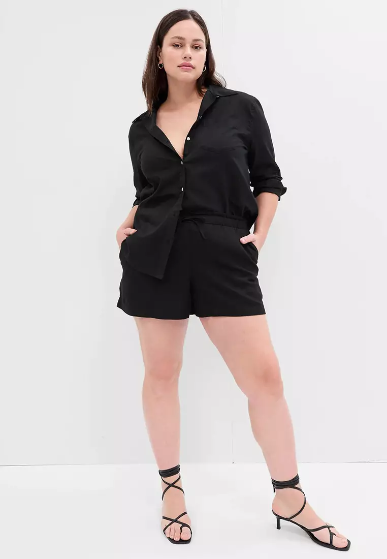 4" Mid Rise Linen Pull-On Shorts