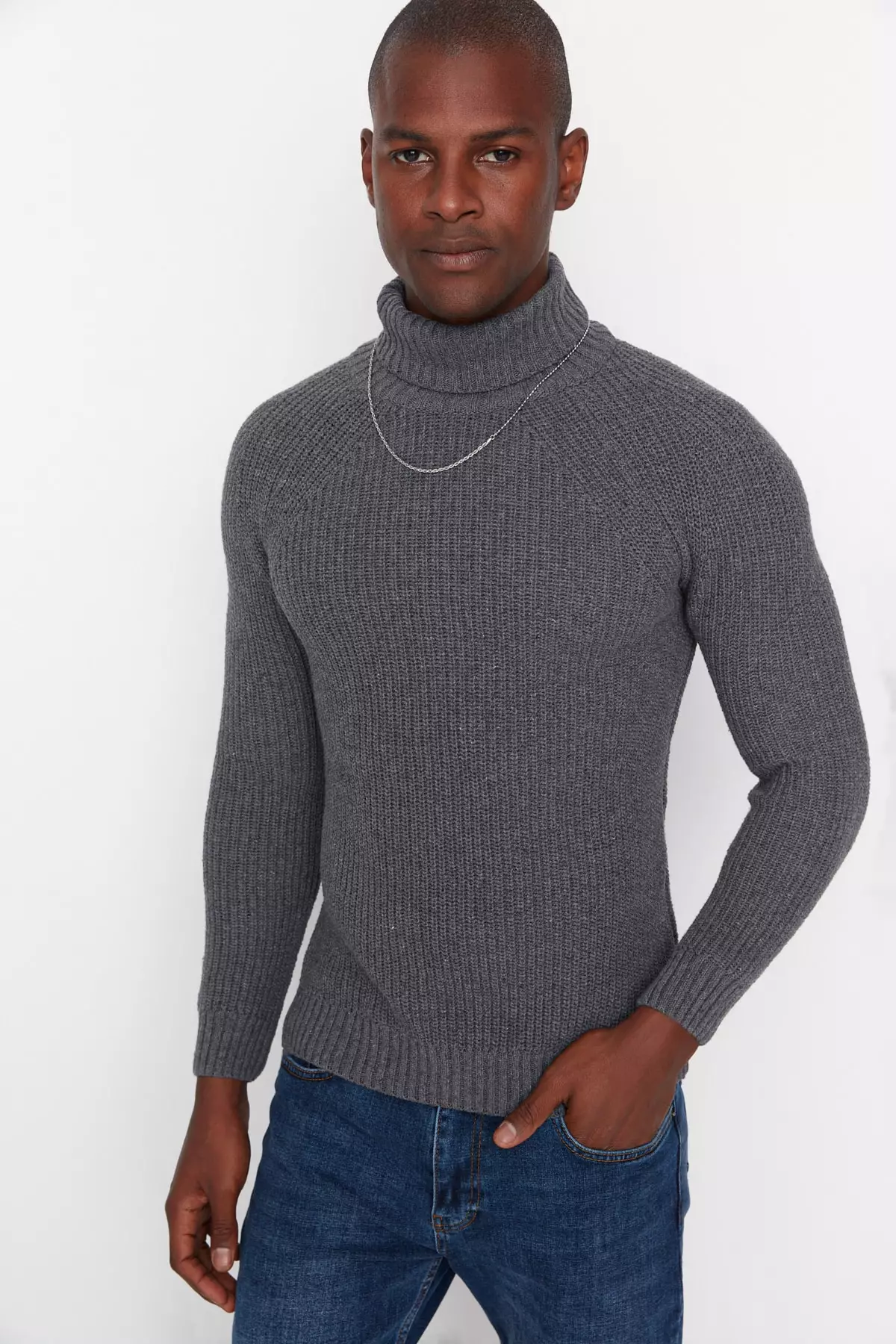 Mens gray turtleneck sale