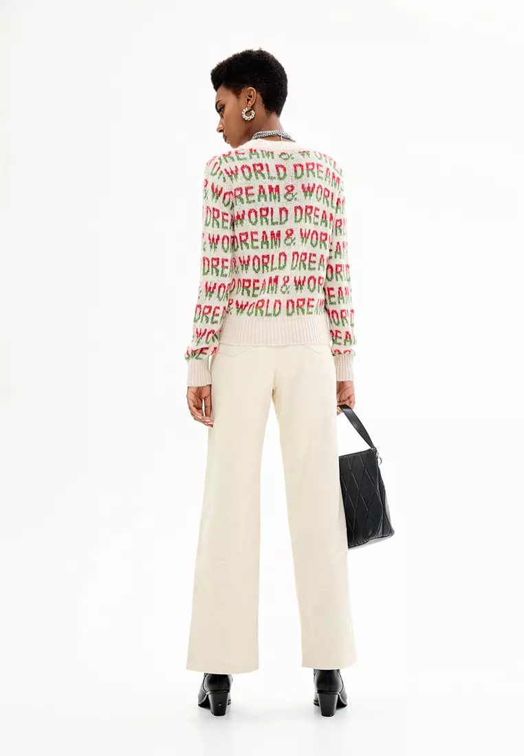 Printed Slogan Knit Top