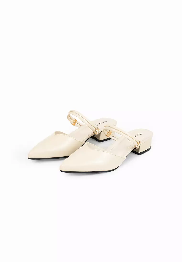 SEIS shoes Joy Mules Wanita Heels 3 cm - CREAM