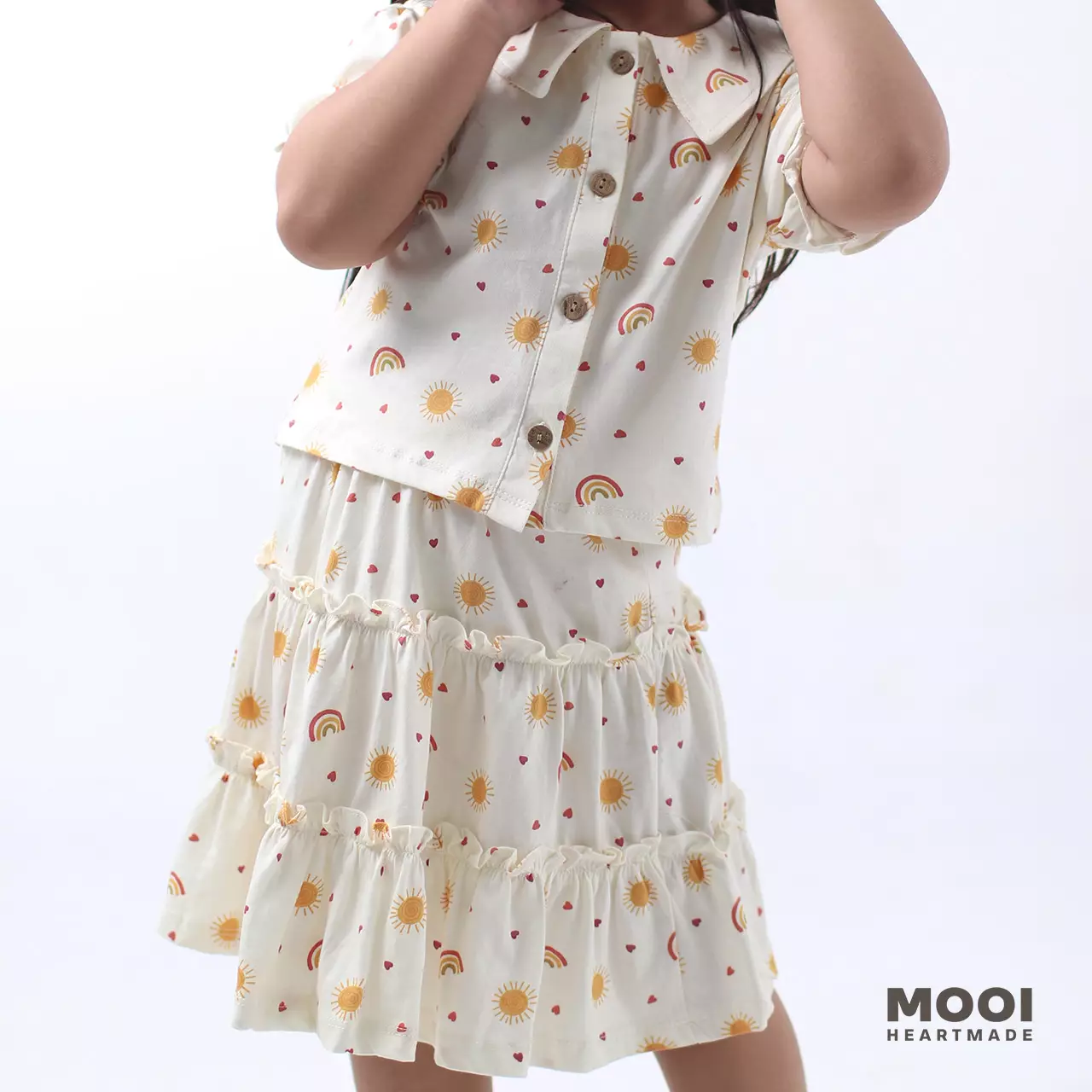Mooi Setelan Anak Perempuan Agnes Set - Cream