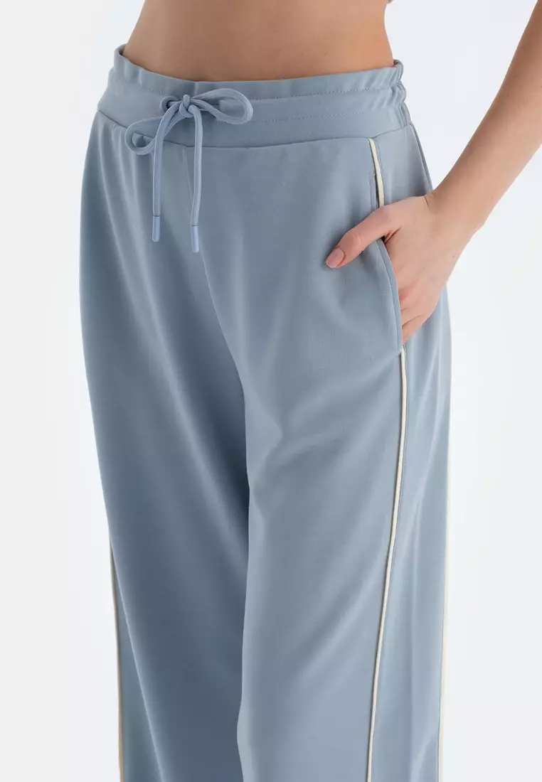Light Blue Trousers, Regular, Wide Leg, Activewear for Women