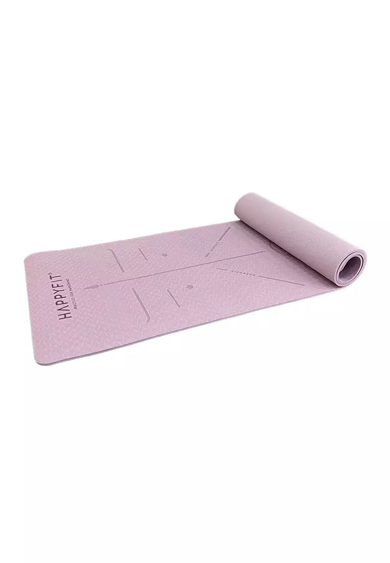 HAPPYFIT - Yoga Mat Asana TPE 8mm Eco Friendly (FREE STRAP) - Dusty Purple