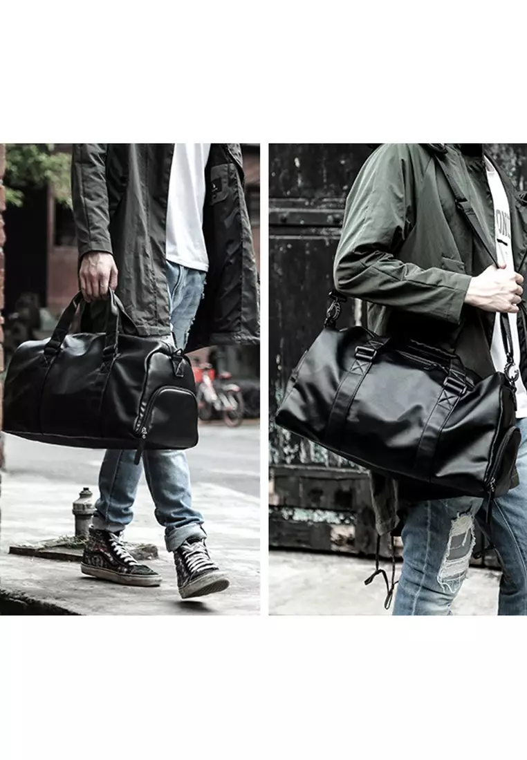 Mens leather duffle hotsell bag with shoe compartment