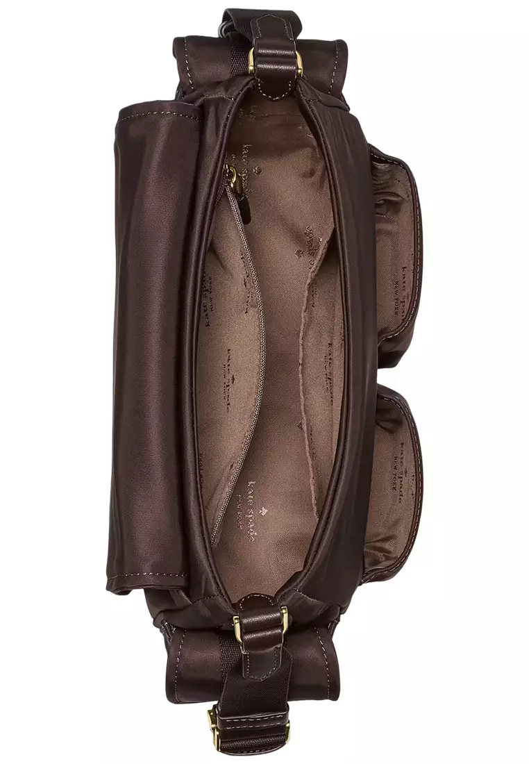 Carter Nylon Messenger Cargo Crossbody Bag - Hot Fudge KN672