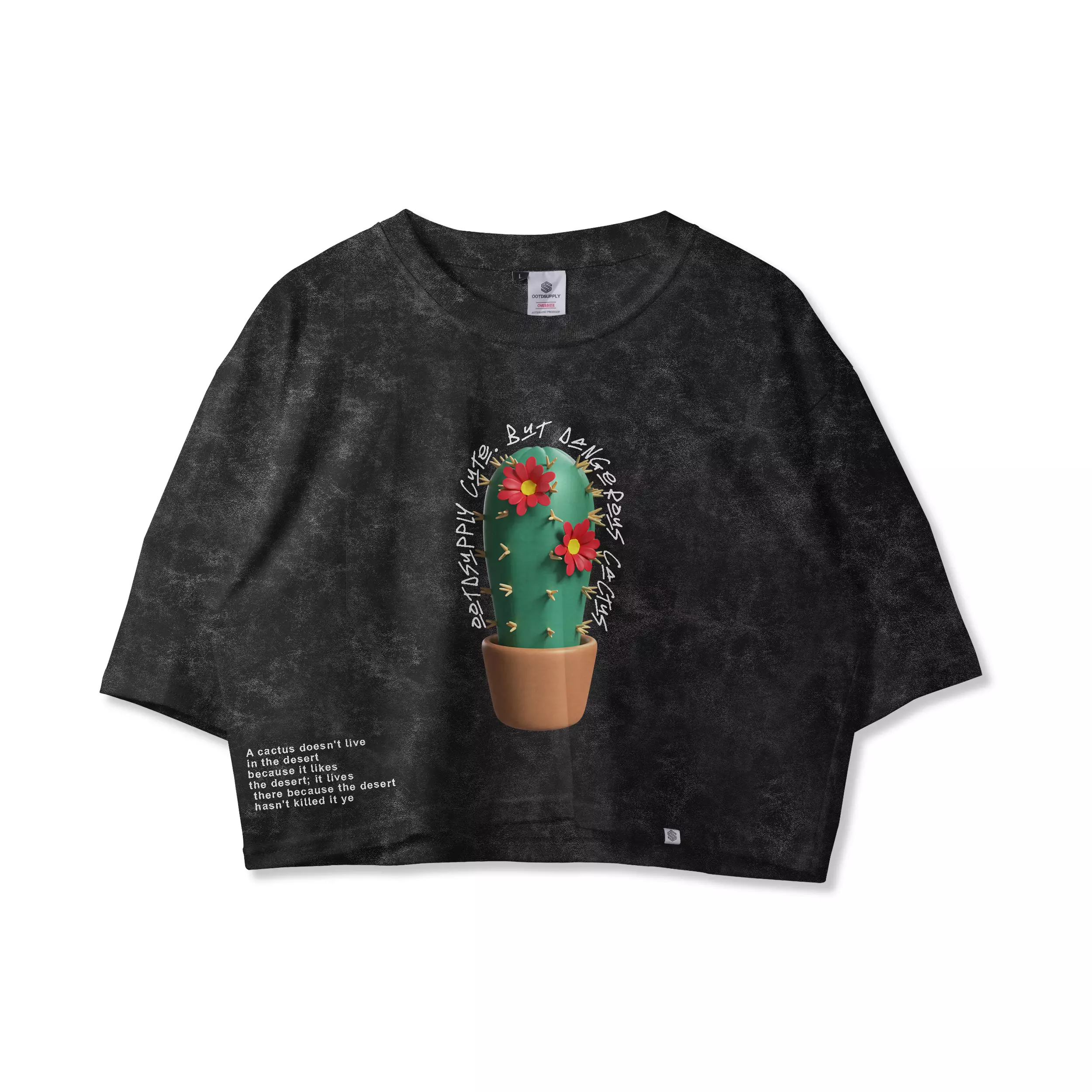 OOTDSUPPLY Croptee Oversized Sandwash Cactus | Croptee Oversize Wanita