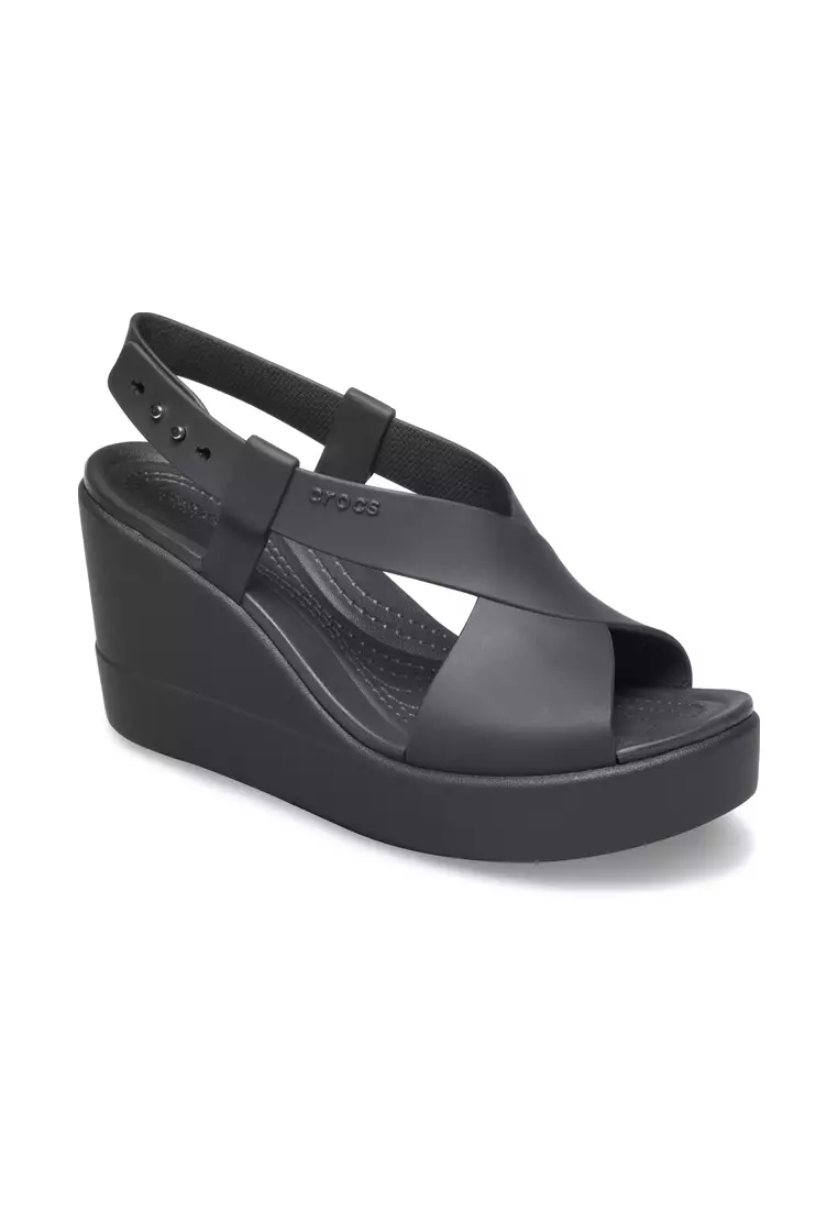 Black sales wedge crocs