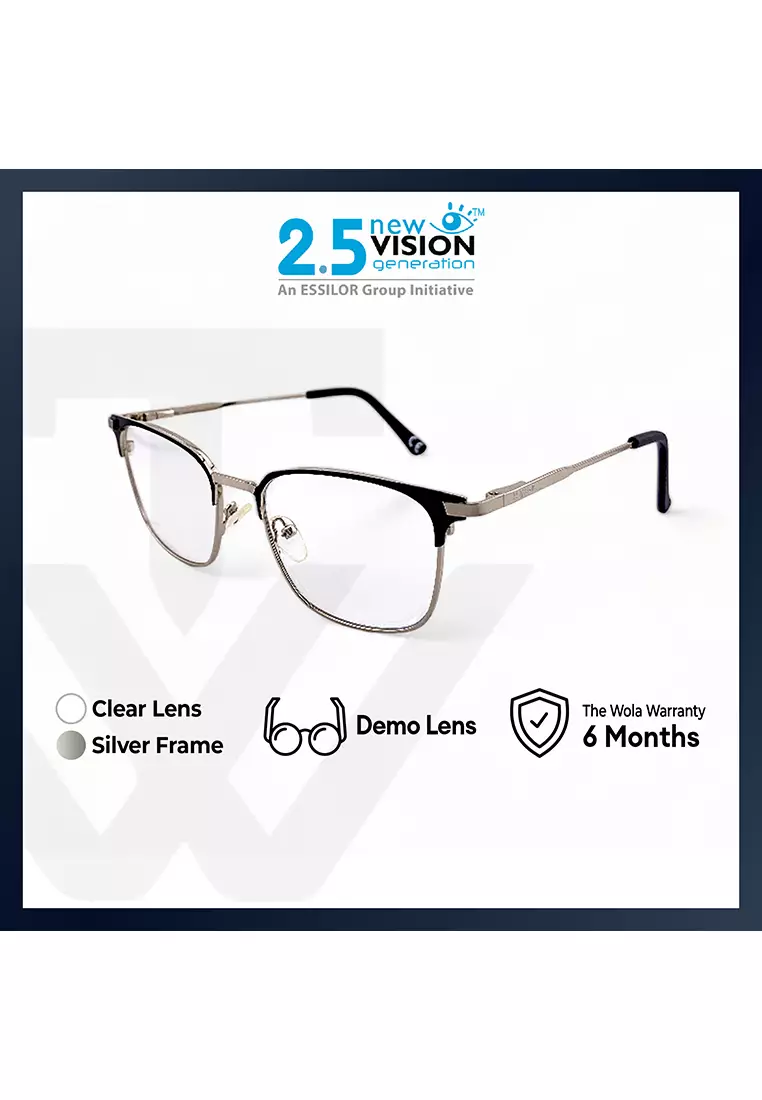 OPH Men's Square Frame Silver Metal Optical Frame with Demo Lens OPH1120212