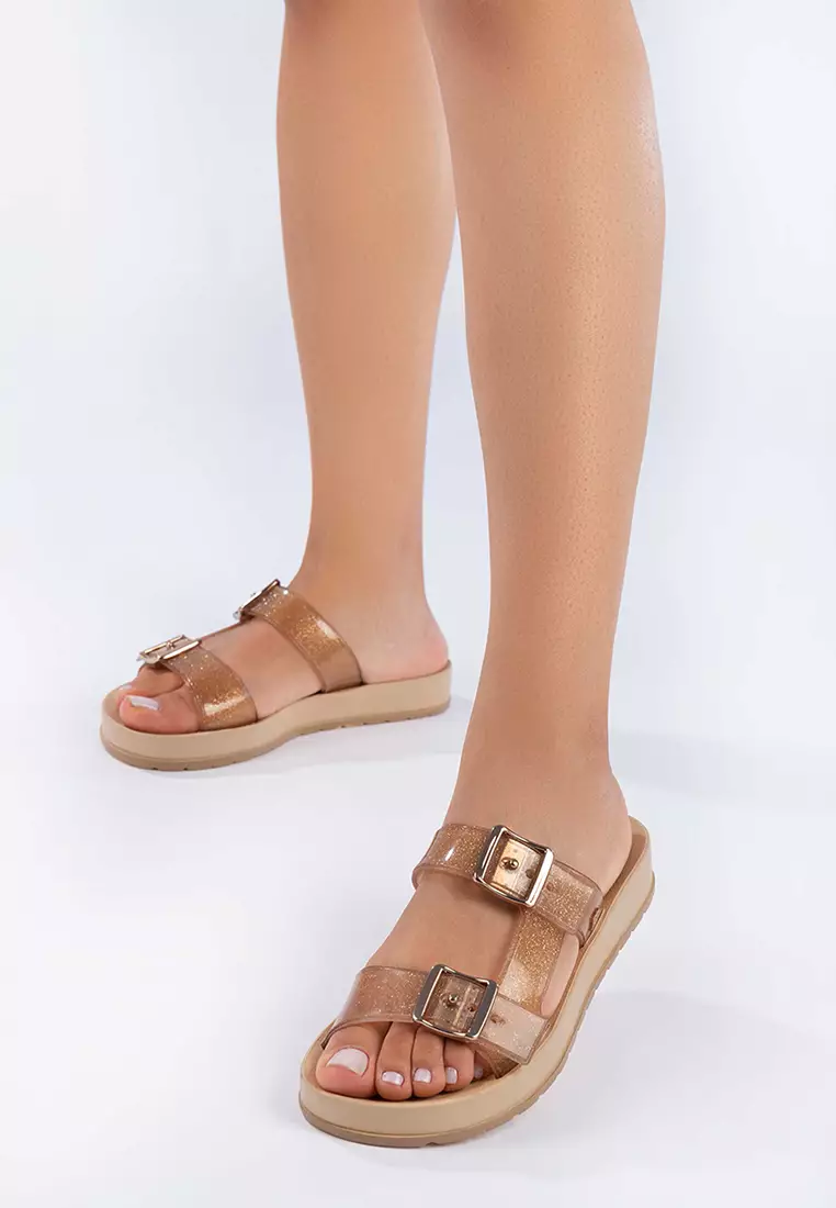 Zaxy Flash Slide Glitter Light Beige