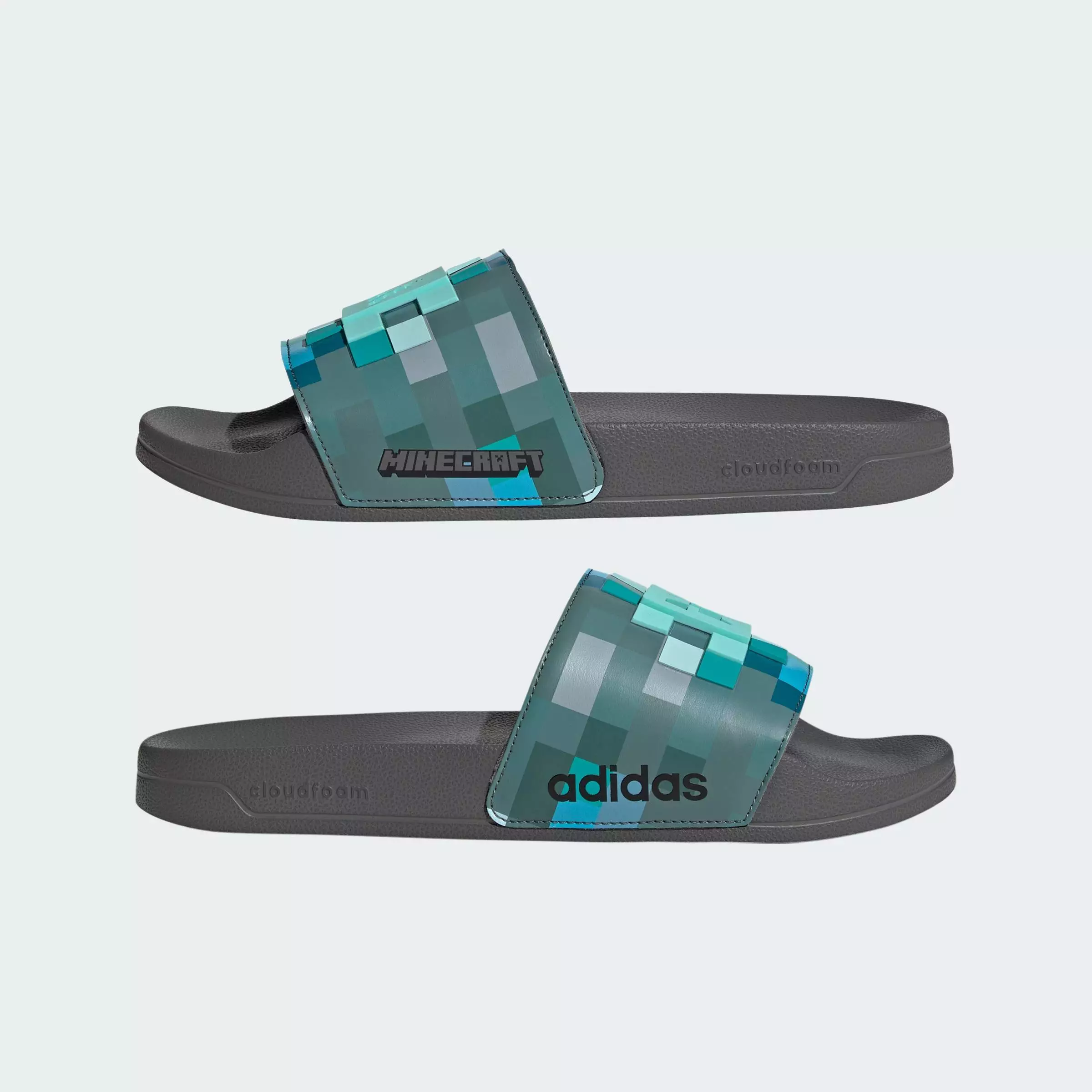Lifestyle ADILETTE SHOWER MINECRAFT SLIDES Unisex Grey HQ2584