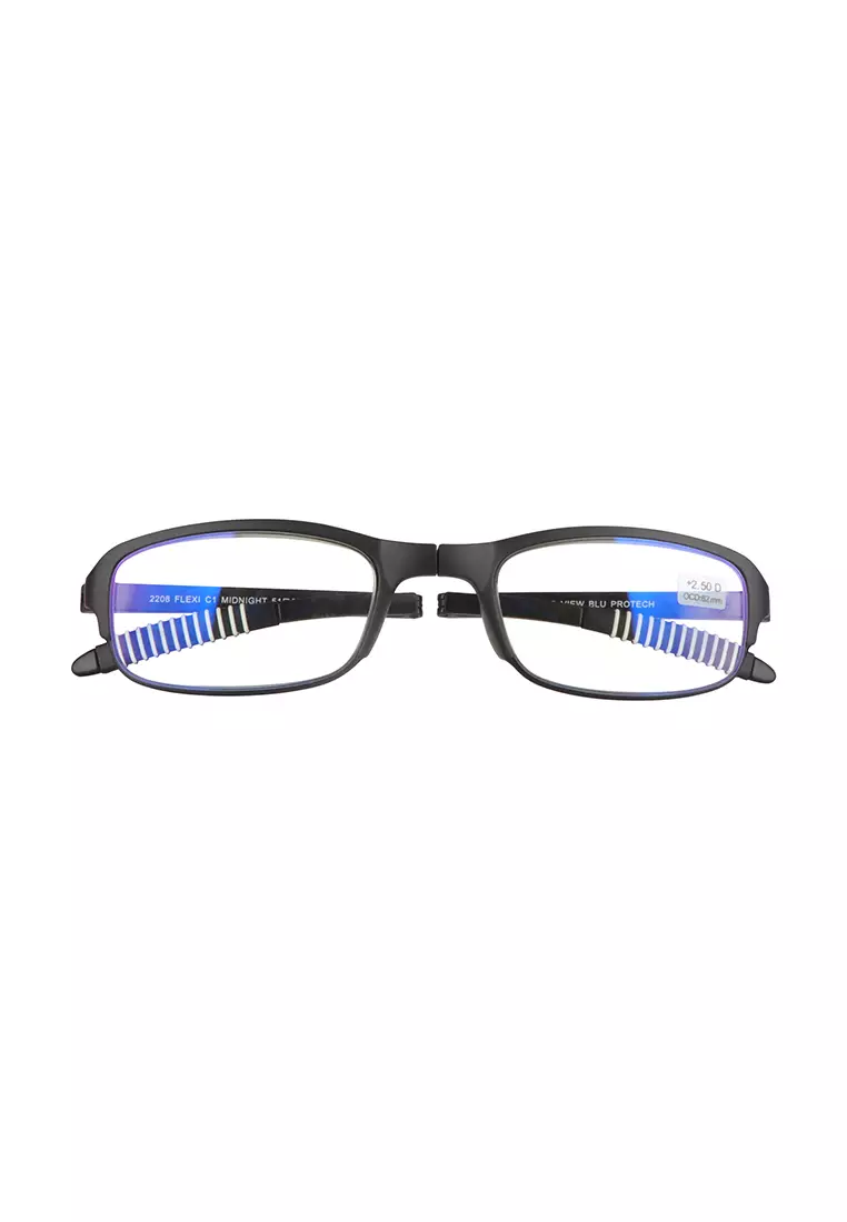 FLEXI (C1- Midnight) +2.00 Anti-Radiation Foldable Reading Glasses for Women/Men