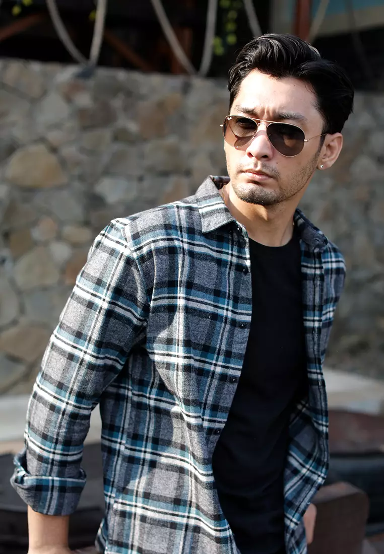 OXCON Extra Comfort Authentic Flannel Shirt misty Turquoise