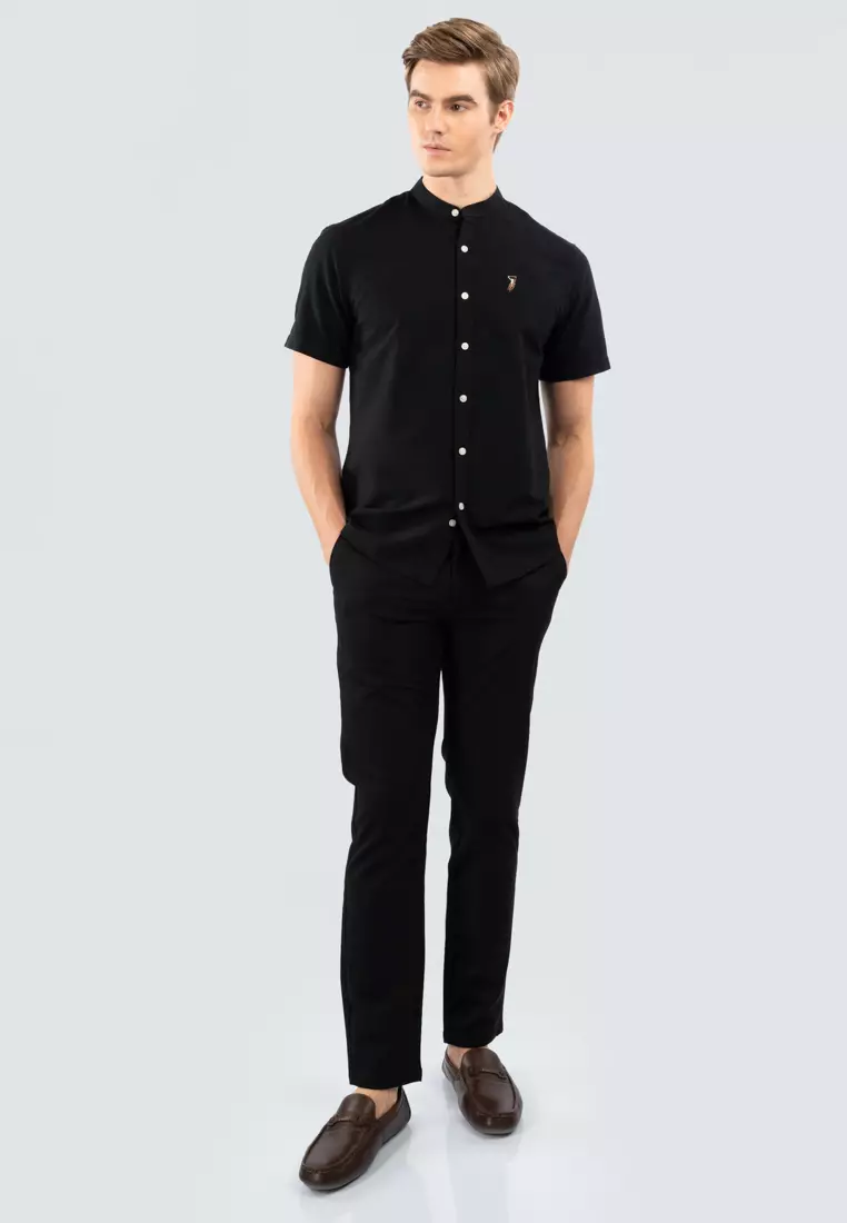 Polo Haus - Men’s Cotton Mix Signature Fit Mandarin Collar Short Sleeve MBSSE003
