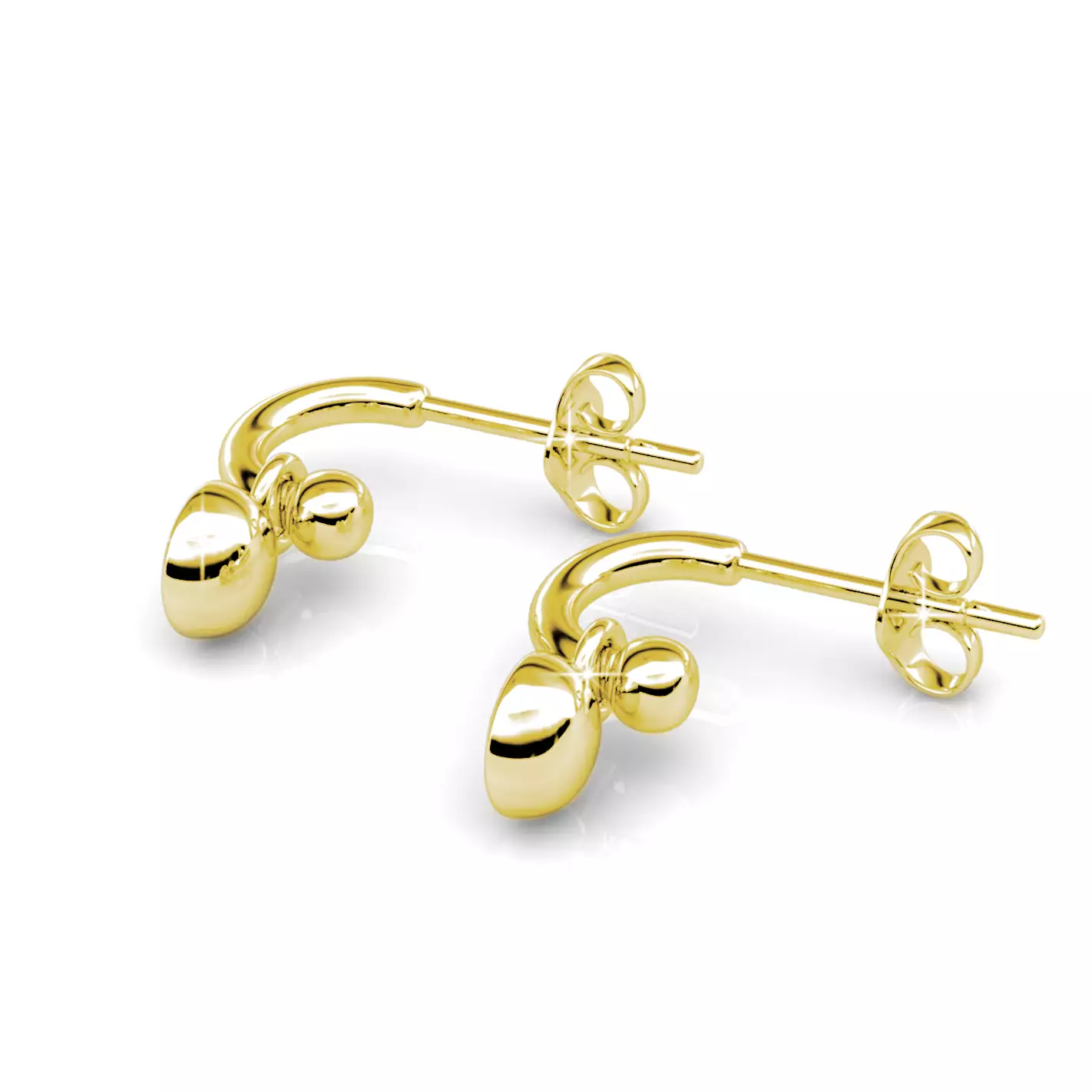 Simple Solitaire Hoop Earring YG - Anting Crystal by Her Jewellery