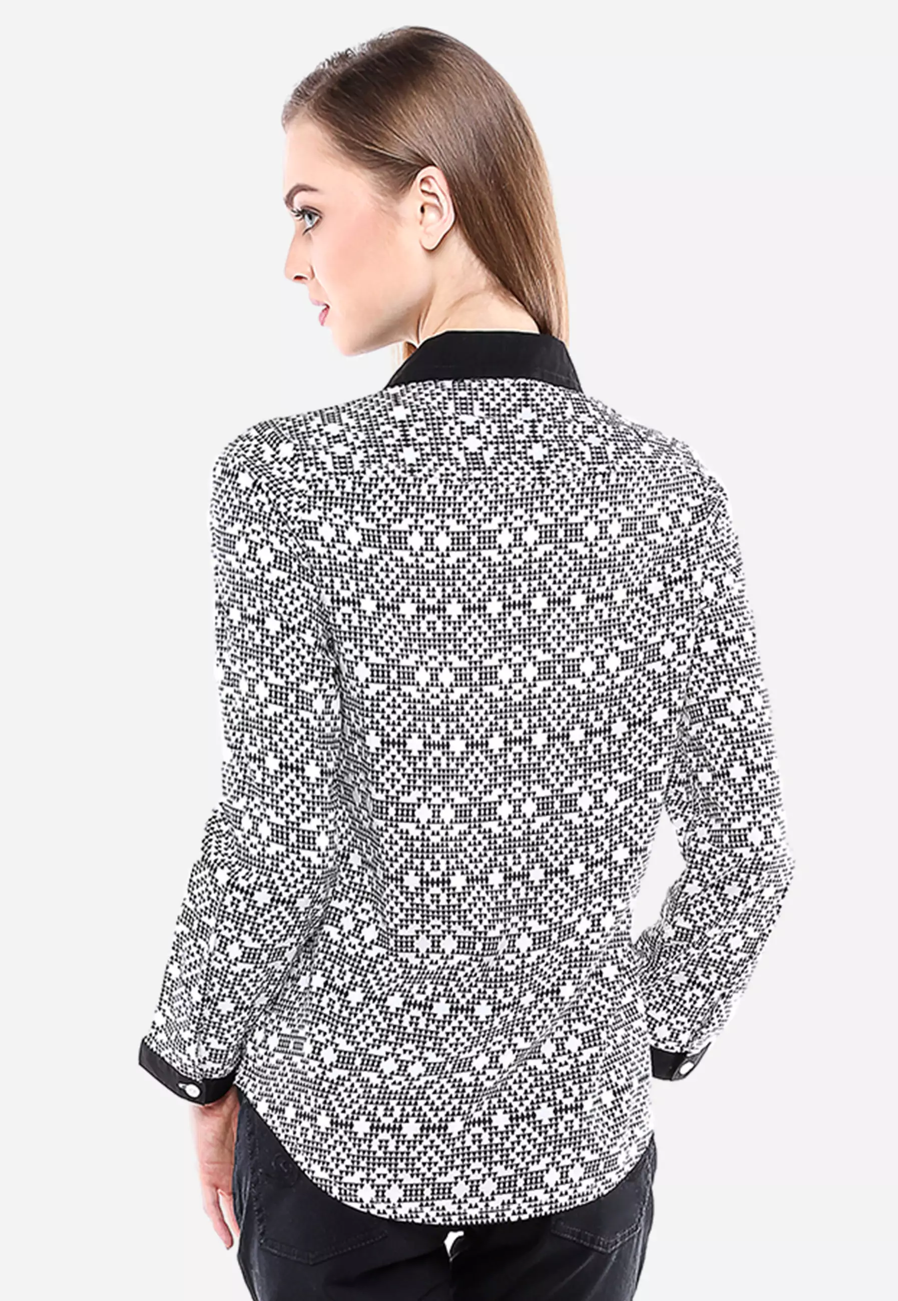 LGS - Regular Fit - Kemeja Wanita - Hitam/Putih - Kotak-kotak