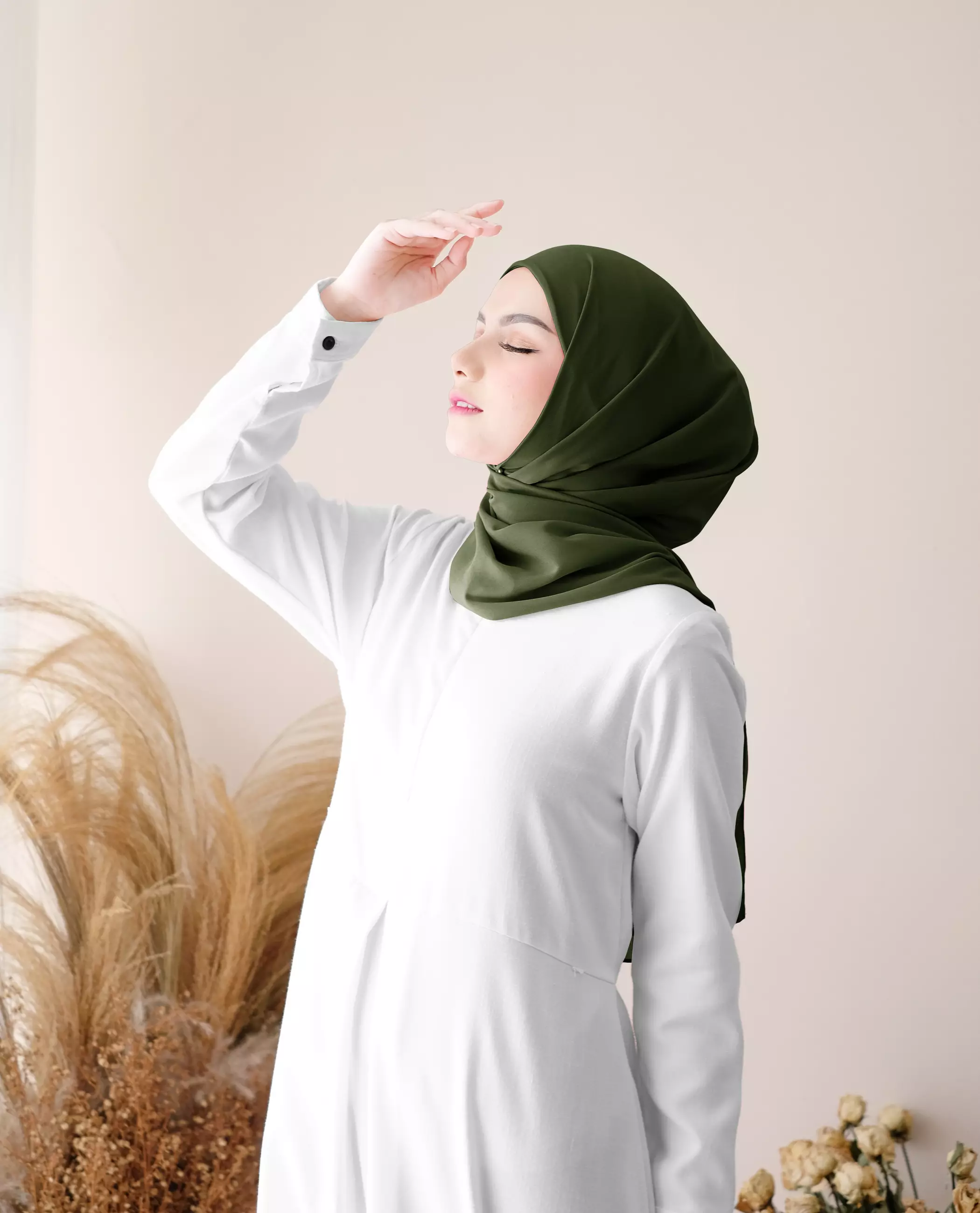 Pashmina Inner Instan 2in1 Ceruty Baby Doll - Army