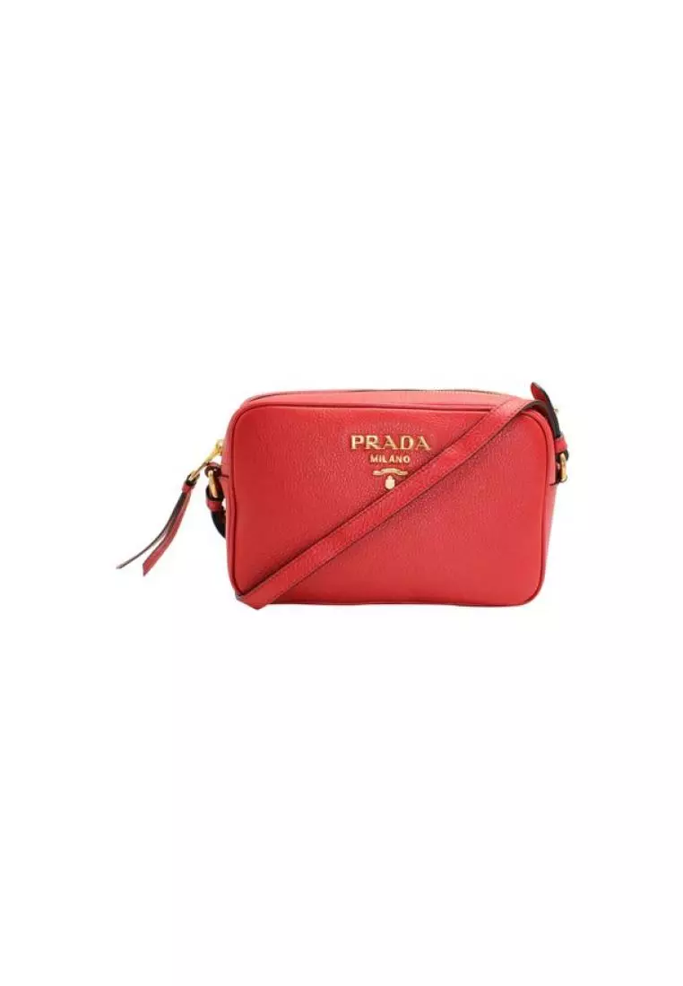 Pre Loved PRADA Bandoliera Saffiano Red Leather Cross Body Bag